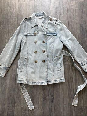 VILA Light Blue Denim Trench Jacket